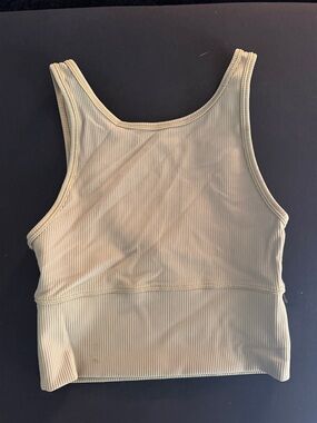 lululemon athletica ribbed tank top in light olive (reversible)